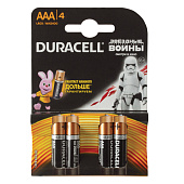 Батарейки DURACELL Basic, AAA LR3, Alkaline, 4 шт., в блистере, 1,5 В, MN 2400 AAA LR3